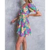 Women's Paradise Puff Sleeve Printed Romper - FLYING TOMATO - 4 of 4