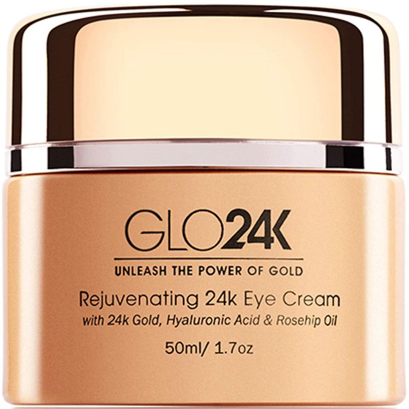 GLO24K Eye Cream with 24k Gold, Hyaluronic Acid, Rosehip Oil, And Vitamins For Minimizing Wrinkles & Fine-Lines Around The Eyes, 1 of 6