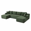 AENKYO 134" Modular Sectional Sleeper Sofa, U-Shaped Cloud Couch, No Assembly Required, 6-Seater Sofa for Living Room - Green - 4 of 4