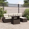 vidaXL 6 Piece Patio Sofa Set with Cushions Brown Poly Rattan - Brown and Cream without Storage - 2 of 4