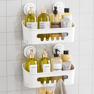 Attop Shower Suction Cup Rack 4-Pack, Removable Shower Supplies Rack, Waterproof Suction Cup Plastic Bathroom Accessory Organizer, White - 1 of 4