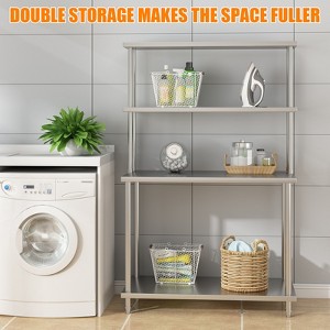 12"x30" Stainless Steel Overshelf for Prep & Work Table, 360Lb Capacity 2 Tier Worktable Shelf, Adjustable Double Overshelf for Restaurant, Kitchen - 1 of 4