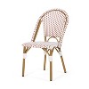 Cesicia Outdoor PE Ratten and Aluminum French Bistro Chairs, Set of 2, Rusted Red & White, Bamboo Print Finish - 3 of 4