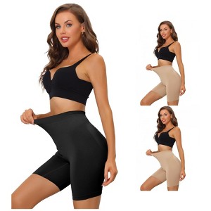Allegra K Women's High Waisted Shapewear Slip Shorts Thigh Slimmers Tummy Control Panties 3 Packs - 1 of 4