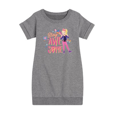 JoJo Siwa Stay Awesome Graphic Short Sleeve Fleece Dress - Heather Grey - 2T