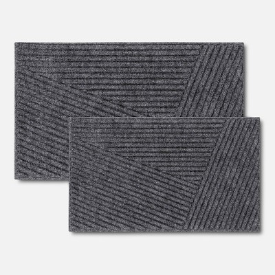 Absorbing Embossed Modern Lines Doormat Gray - Room Essentials™