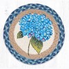 Earth Rugs Blue Hydrangea Printed Round Trivet – 10"x10" Braided Jute Floral Mat with Hand-Stenciled Garden-Inspired Design - 2 of 3