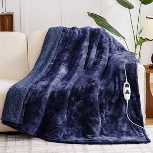 Inhand Heated Blanket Electric Throw - 50"x60" Tie-dyed Flannel Heating Blanket Throw Auto-Off 10 Heat Level Over-Heat Protection - 1 of 4