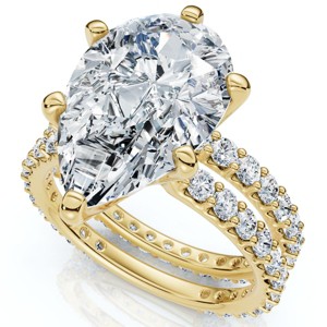 Pompeii3 Certified 5.40Ct Pear Engagement Ring Wedding Band Set 14k Gold/Pt Lab Created - 1 of 4