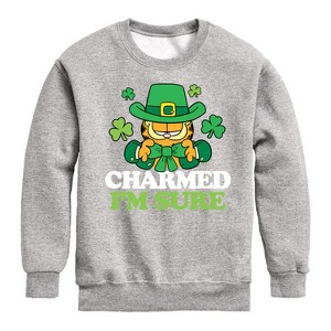 Boys' - Garfield - Charmed Im Sure Graphic Long Sleeve Fleece Sweatshirt - 1 of 4