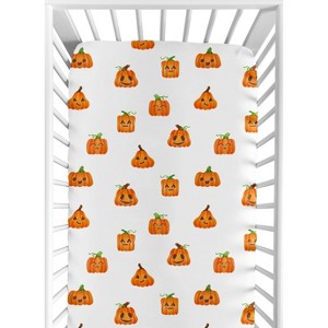 Sweet Jojo Designs Boy, Girl, Unisex/Gender Neutral Baby Fitted Crib Sheet Seasonal Halloween Pumpkins - 1 of 4