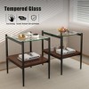 Set of 2 Rectangle End Table, Tempered Glass Tabletop with MDF layer,Transparent Glass - 3 of 4