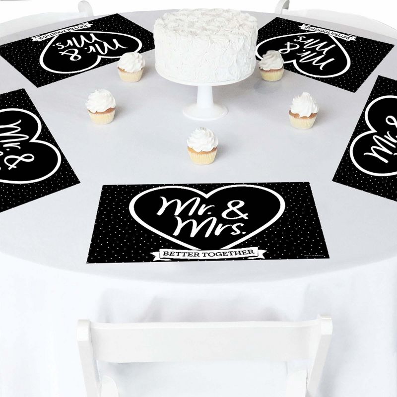 Big Dot of Happiness Mr. and Mrs. - Paper Black and White Wedding or Bridal Shower Coloring Sheets - Activity Placemats - Set of 16, 3 of 8