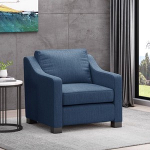 Upholstered Club Armchair With Swoop Arm,Fabric Living Room Chair With Thick Back And Cushion,Birch Wood Legs Fabric Armchair-Cuddlewood - 1 of 4