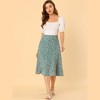 INSPIRE CHIC Women's Print Floral Peasant Elastic Waist A-Line Midi Skirts - 4 of 4