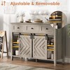 Homhougo 47.2'' Farmhouse Buffet Cabinet with Sliding Barn Door, 33.4'' Tall Rustic Sideboard with 3 Drawer, Adjustable Shelf Gray - 4 of 4