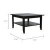 Vynxaria Black Coffee Table with One Shelf and Four Legs - Stylish and Functional Design - 4 of 4