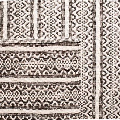 Ivory and Black Handwoven Cotton 6' x 9' Area Rug
