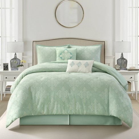 King/California King Heavyweight Linen Blend Comforter & Sham Set authentic Sage Green