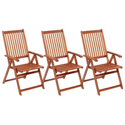 vidaXL Garden Chair Set of 3 Brown Solid Acacia wood Medium Foldable