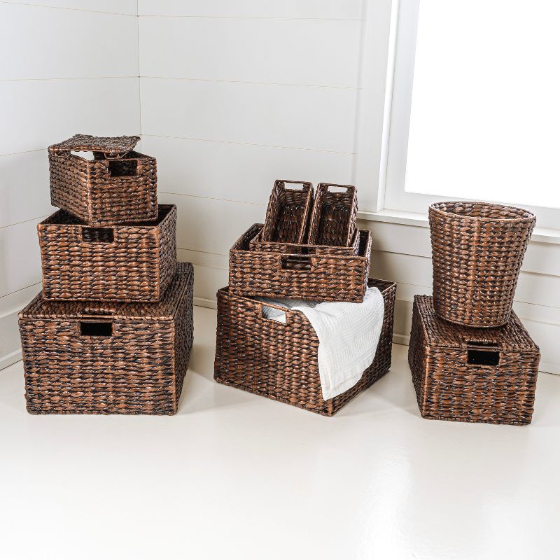 happimess Traditional Assorted Hand-Woven Hyacinth/Iron Baskets (Set of 10), 3 of 13