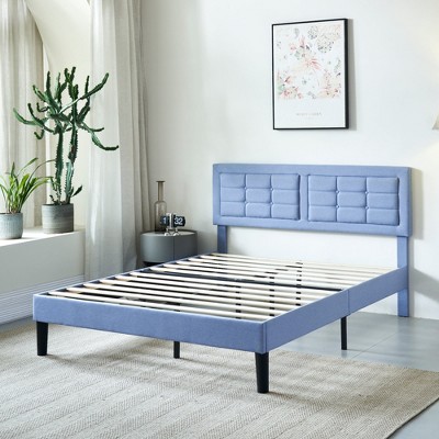 VECELO Twin/Full/Queen Size Upholstered Bed Frame Button Tufted Adjustable Headboard