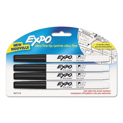 Expo 4pk Dry Erase Markers Ultra Fine Tip Multicolored : Target