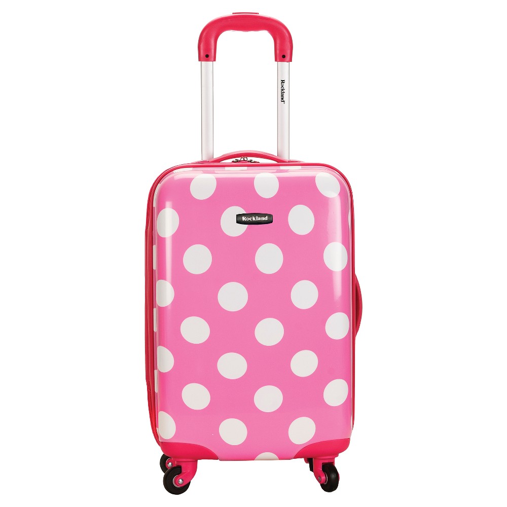 Photos - Luggage Rockland Reno Polycarbonate Hardside Carry On Spinner Suitcase - Pink Dot 