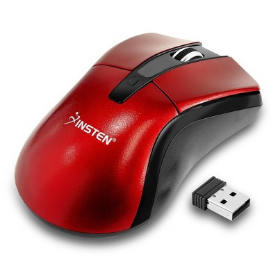 Insten USB 2.4G Wireless Mouse with 4 Buttons Compatible with Laptop, PC, Computer, MacBook Pro/Air & Gaming, Red