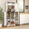HOMCOM 64" Kitchen Pantry Storage Cabinet with Motion Sensor Light, Spice Racks and Adjustable Shelves, White - 3 of 4
