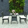 Costway 5PCS Patio Rattan Dining Set  Table w/Glass Top Garden Furniture - 4 of 4