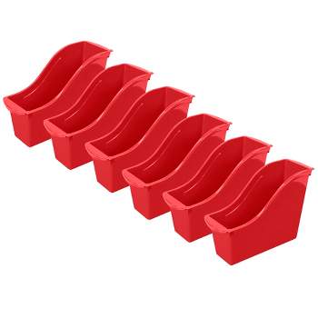 Storex Small Book Bin, Red, Pack of 6