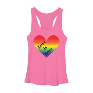 Adult Design By Humans Love Is Love Rainbow Heart Pride By ArnyaTees Racerback Tank Top - 1 of 2