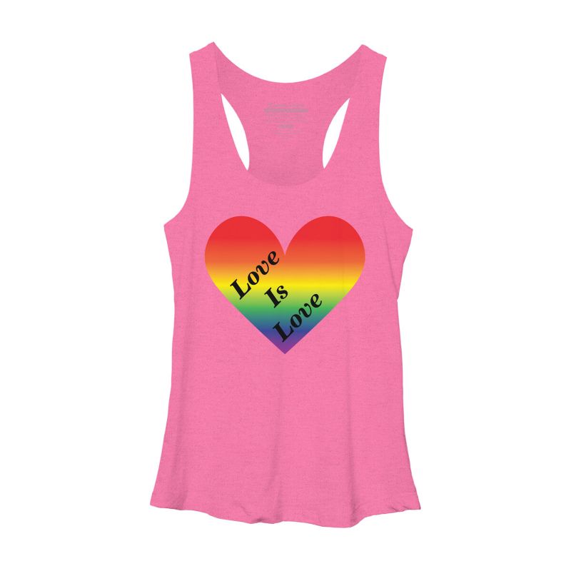 Adult Design By Humans Love Is Love Rainbow Heart Pride By ArnyaTees Racerback Tank Top, 1 of 3