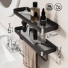 16 Inch Black Floating Bathroom Shelves with Towel Bar Tempered Glass Wall Shelf 2 Pack Versatile Bathroom Organizer Set - 3 of 4