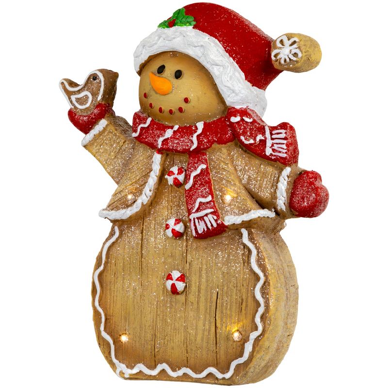 Northlight 15" LED Lighted Gingerbread Snowman with Bird Christmas Figure, 4 of 7