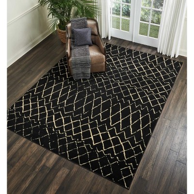 Grafix Black and Cream Moroccan Pattern Area Rug