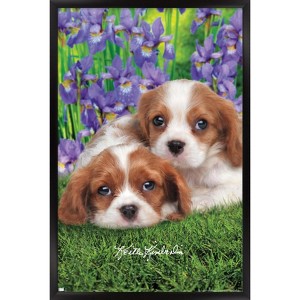 Trends International Keith Kimberlin - Cavalier King Charles Puppies Framed Wall Poster Prints - 1 of 4
