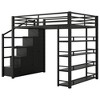 TIRAMISUBEST Full Size Loft Bed with Storage Shelves, Cabinets and Small Wardrobe, Metal Loft Bedframe with Storage Staircase and Guardrail - 4 of 4
