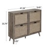 RISOKEYS 4 Drawers Rattan Shoe Storage Cabinet with 4 Flip Drawers,Narrow Wooden Shoe Rack Cabinet for Entryway,with Caning Doors for Hallway - 3 of 4