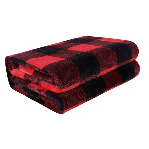 Piccocasa Plaid Flannel Fleece Buffalo Soft Plush Blankets Scarlet And ...