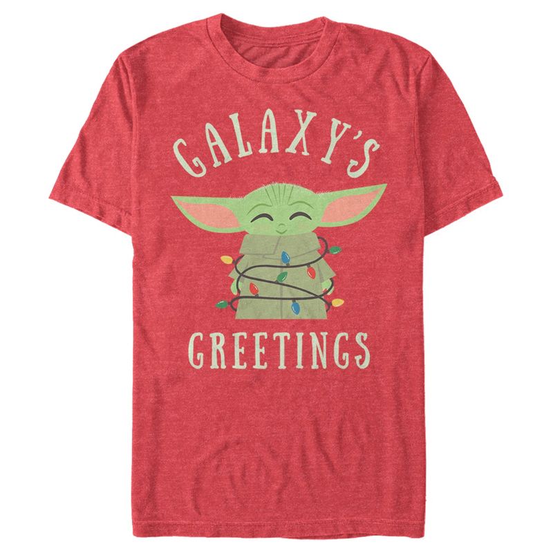 Men's Star Wars The Mandalorian Christmas The Child Greetings T-Shirt, 1 of 6