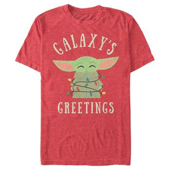 Men's Star Wars The Mandalorian Christmas The Child Greetings T-Shirt