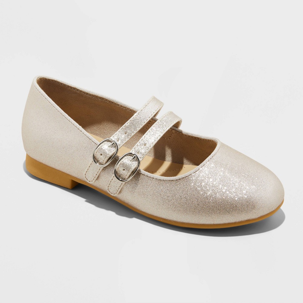 Kids' Amelia Double Buckle Mary Jane Flats - Cat & Jack™ Silver 5