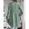 Womens Tops Elegant Lantern Sleeve Notch High Neck Flowy Blouse Shirts - 2 of 3