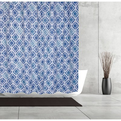 Hazel Shower Curtain Blue/White - Moda at Home: 100% Polyester, Machine Washable, Grommet Top Design