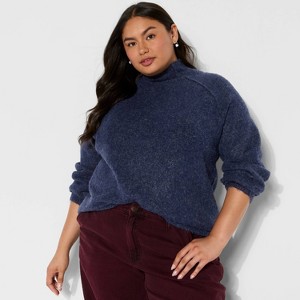 Women's Turtleneck Boucle Tunic Pullover Sweater - Wild Fable™ - 1 of 3