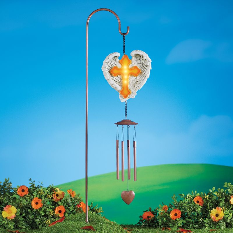 Collections Etc Solar Cross and Wings Windchime with Hook, 2 of 3