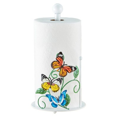 Collections Etc Colorful Butterflies Paper Towel Holder Green