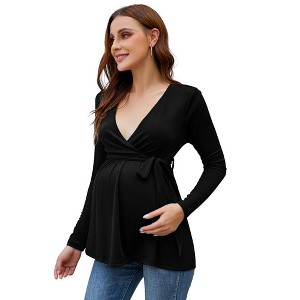 LXT- Maternity Shirts Maternity Tops Pregnancy Tunic Top - 1 of 4